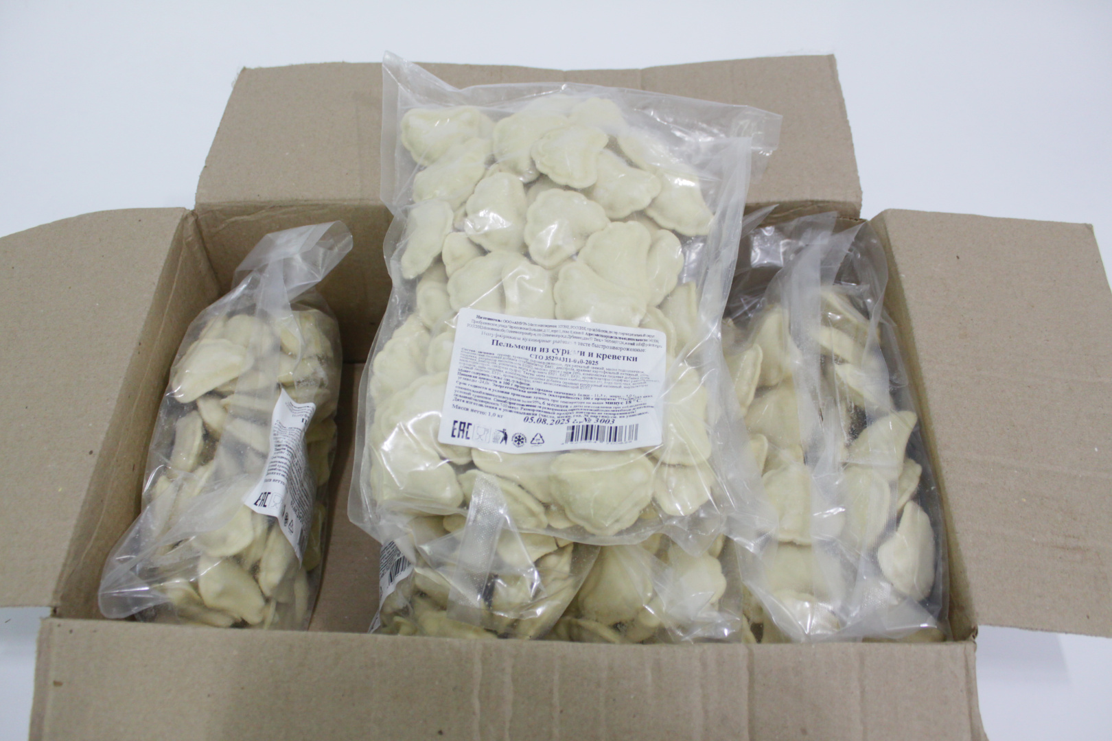 Пельмени из сурими с креветками