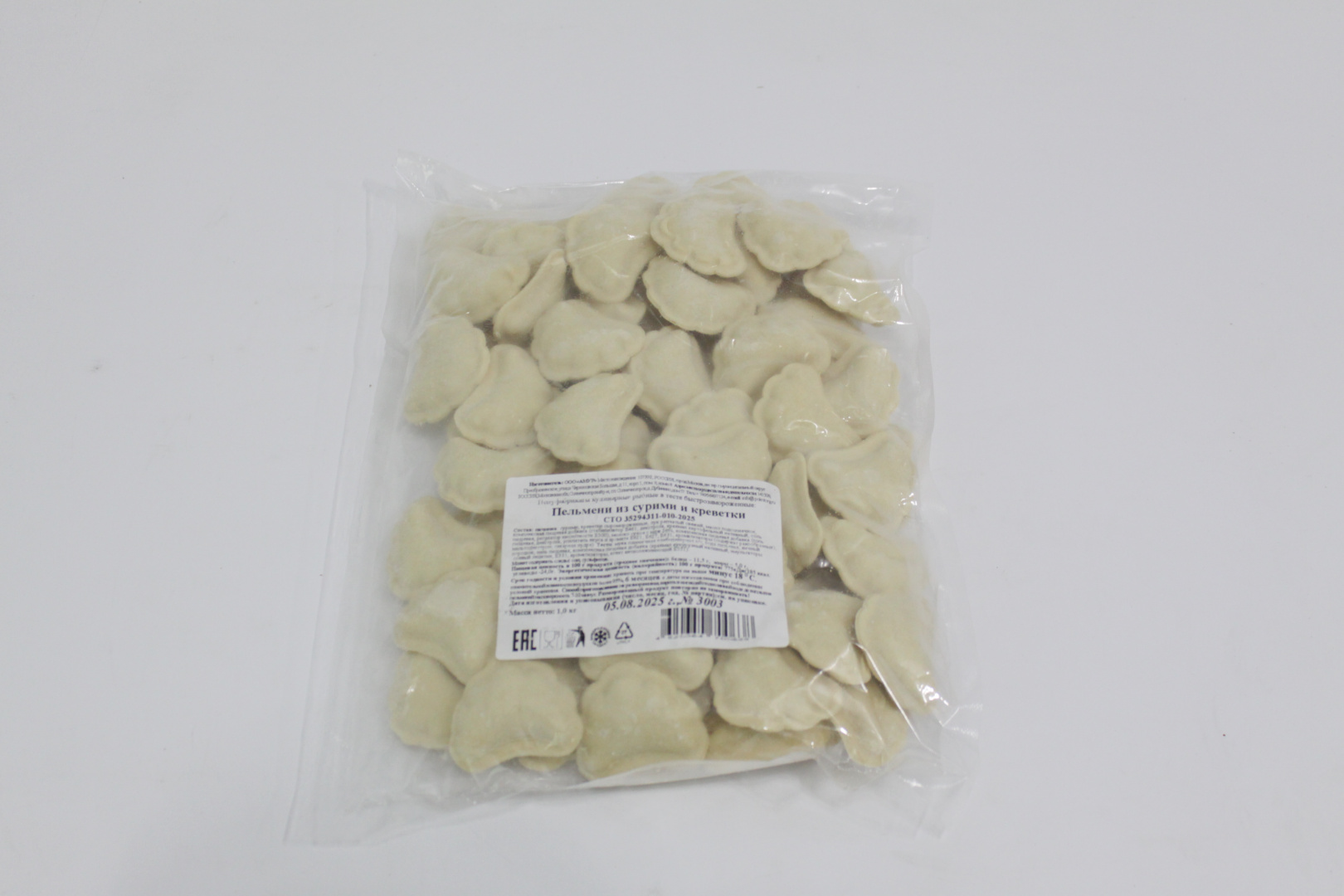 Пельмени с фаршем из сурими с креветками, п/ф с/м, фас. 1 кг, карт., 6 кг, Fish & More (ООО "Амур")