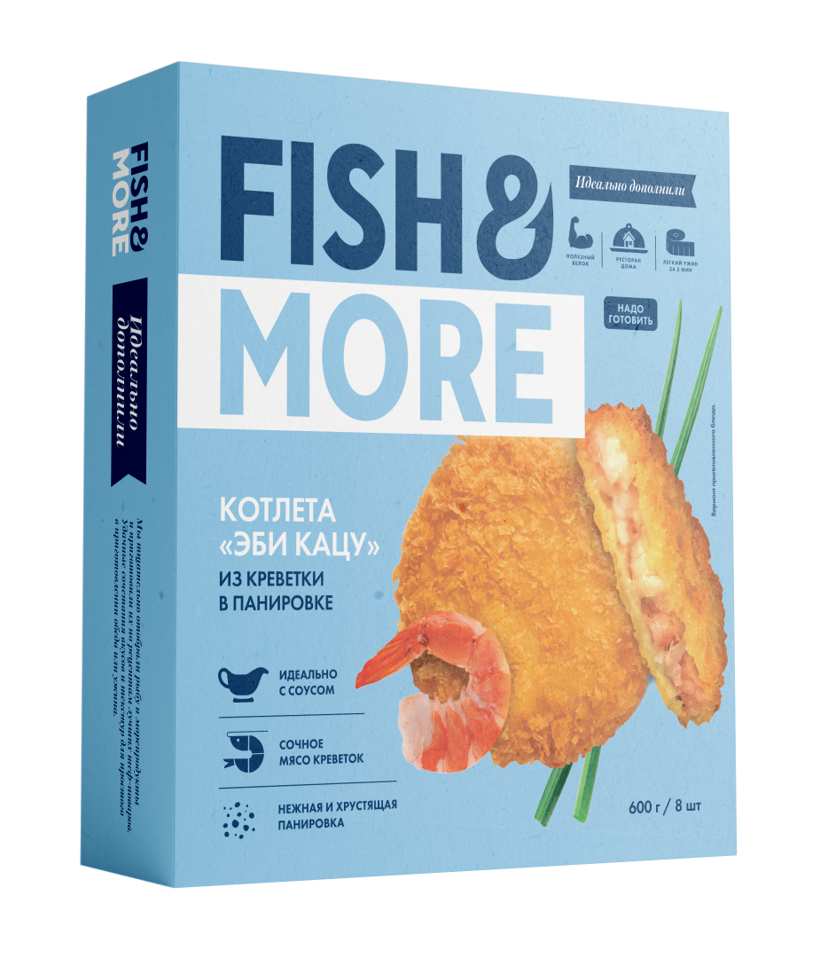 Креветка Ваннамей в панировке, котлета, ЭБИ КАЦУ, Fish&More